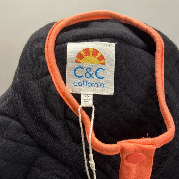 NWT C&C CALIFORNIA Black Quilted Mock Neck Pull Over Soft Sweatshirt Sz 3X - Picture 5 of 13